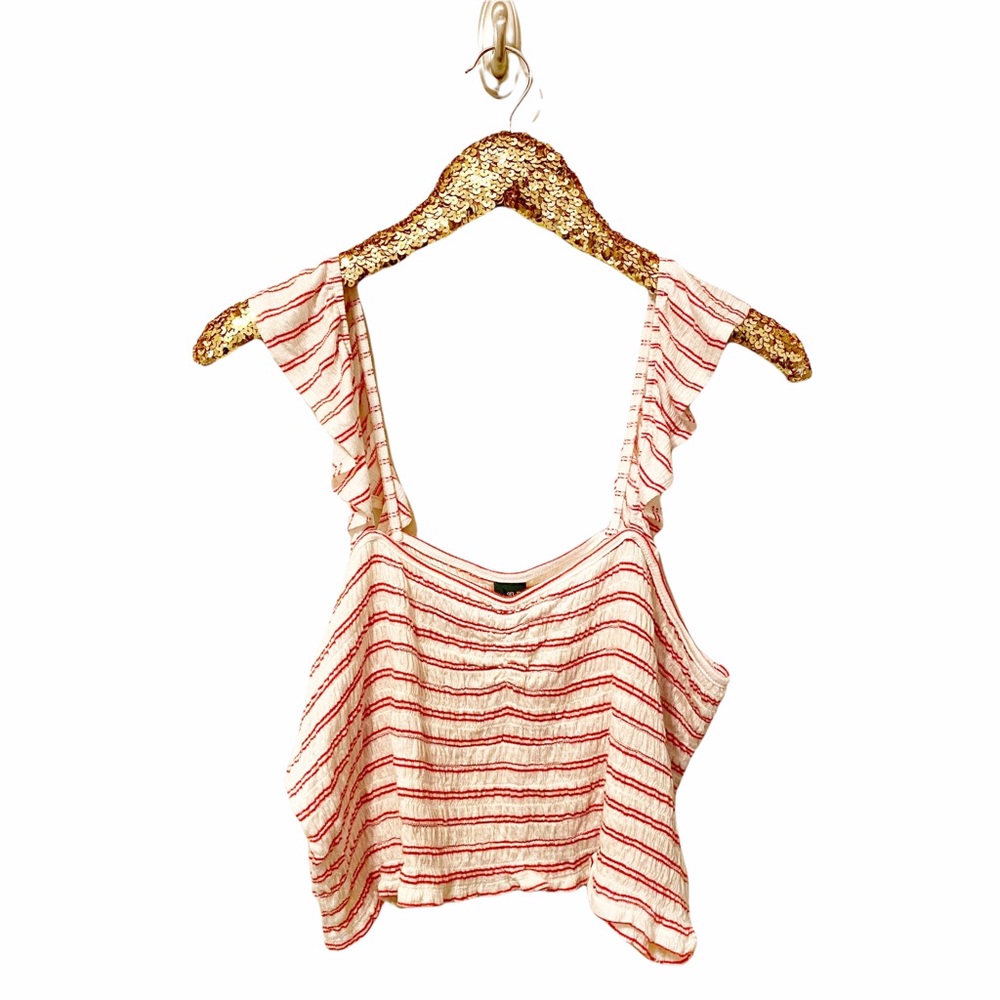 Y2K Wild Fable Red White Stripe Smock Crop Top New